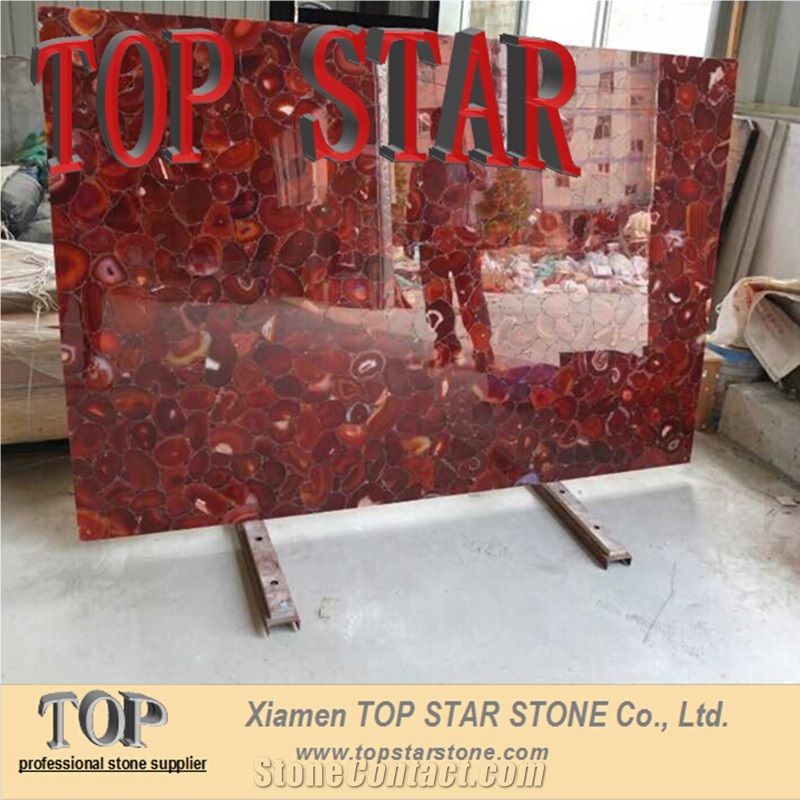 Luxury Natural Stone Red Agate Jade Stone Red Semiprecious Stone Big Slabs for Wall Panel