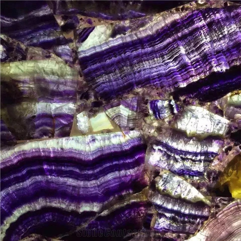 Natural Translucent Stone Semi Precious Gemstone Purple Fluorite Wall Panel