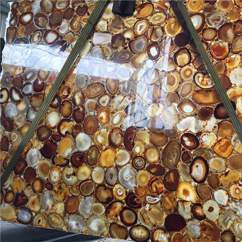Translucent Brown Semiprecious Agate Stone Slabs