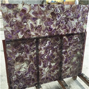 Translucent Lilac Purple Genstone Agate Onyx Slabs Purple Gem Stone