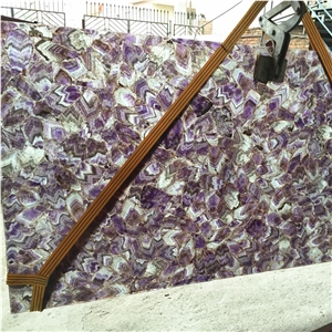 Translucent Lilac Purple Genstone Agate Onyx Slabs Purple Gem Stone