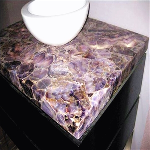 Translucent Semiprecious Stones Amethyst Stone Amethyst Vanity Tops