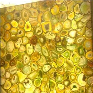 Yellow Gemstone Backlit Yellow Semiprecious Agate Stone Wall Background