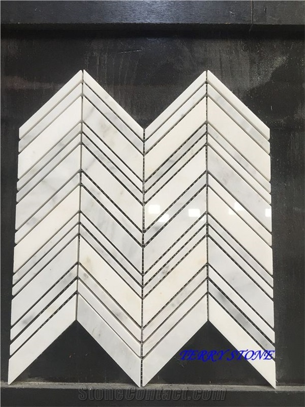Linear Strips Mosaic, White Marble Stone Mosaic, Nice Design Hot Sell Cheap Mosaic for Wall & Floor