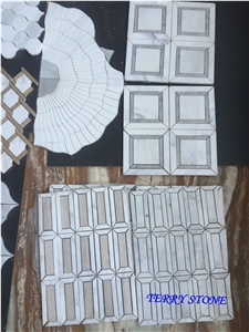 Linear Strips Mosaic, White Marble Stone Mosaic, Nice Design Hot Sell Cheap Mosaic for Wall & Floor