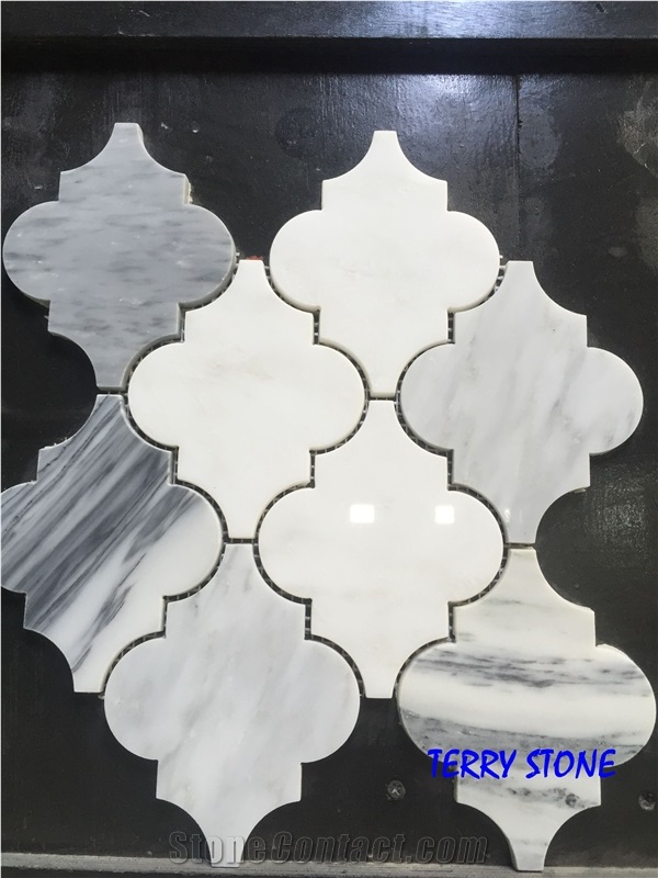 Oriental White Marble Mosaic, Royal Grey Marble Mosaic Tile, Polished White with Grey Marble Mosaic Tile on Sales, Direct from China Factory