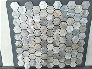 Polished Mosaic Pattern Marble Mosaic Tiles Garden & Balcony Marble and Glass Mosaic Tile, Kitchen Mosaic