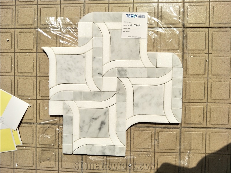 Polished Natural Stone Mosaic Tiles with Pattern, China Interior Stone, White Marble Mosaic New Design Polished Mosaic, Mugla White Marble Mosaic
