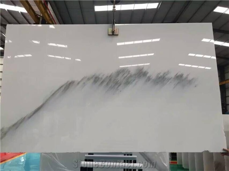 Blue Sky White Jade Marble Slab Polished ,Elegant White Marble Slab for Wall Floor , White Jade Marble Wall Covering