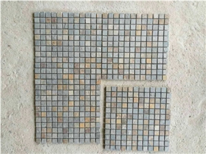 China Multicolor Slate Brick Mosaic,Hebei Rusty Natural Slate Mosaic,High Quality Slate Mosaic for Inside or Outside Decoration