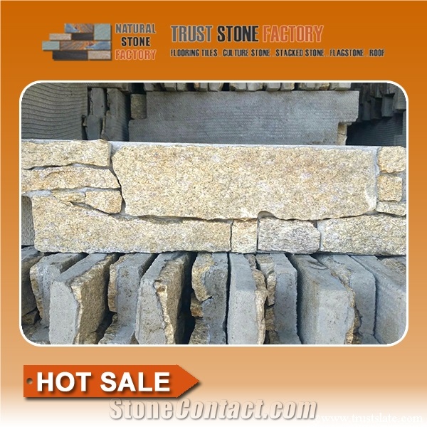 Beige Dry Stone Wall Construction,Quartzite Landscape Stone Wall,Decoration Stone Wall from China
