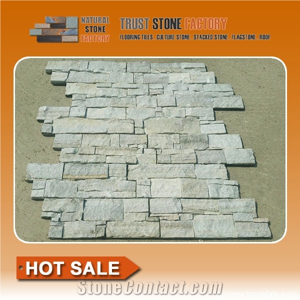 Beige Garden Stone Wall,Slate Stone Wall Panels from China,Exteria Stone Wall Veneer