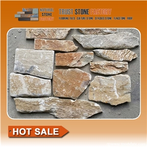 Beige Stacked Stone Fireplace,Quartzite Stacked Stone Veneer,Stacked Stone Veneer Wall from China