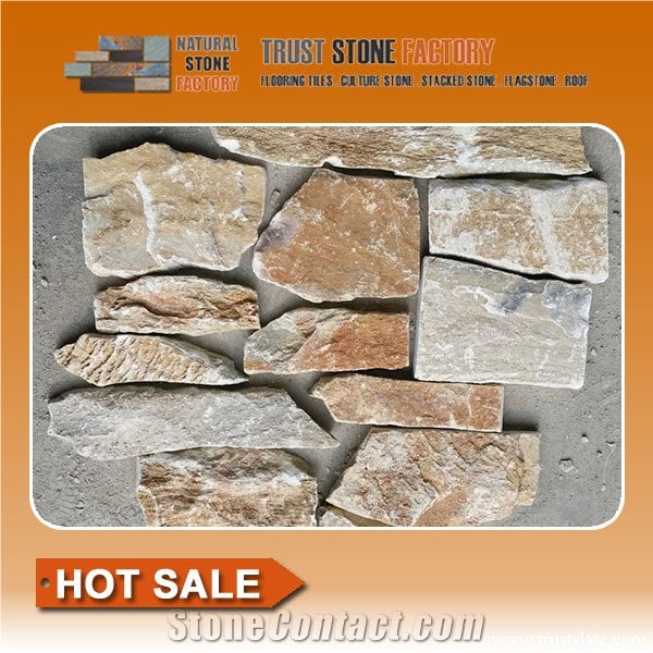 Beige Stacked Stone Fireplace,Quartzite Stacked Stone Veneer,Stacked Stone Veneer Wall from China