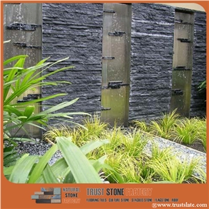 Black Slate Waterfall Dripstone Cladding,Culture Stone,Wall Covering,Fireplace Decoration,Stacked Stone