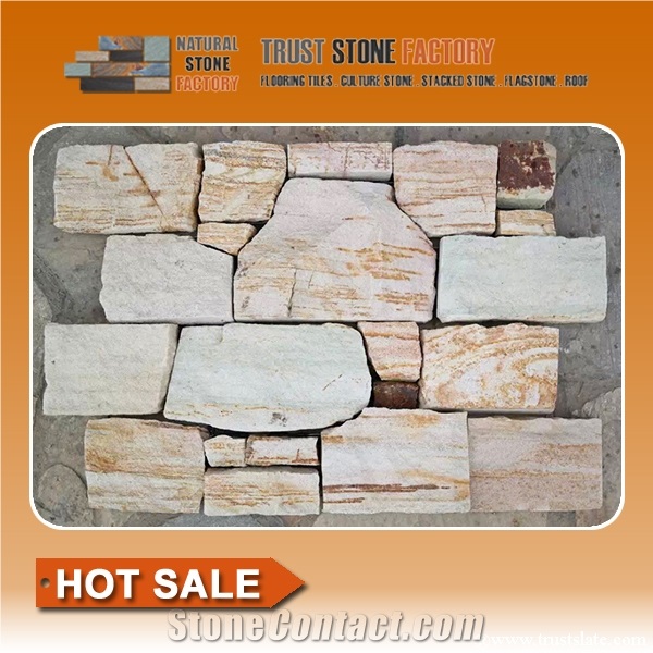 Brown Quartzite Stacked Stone Panels Decor