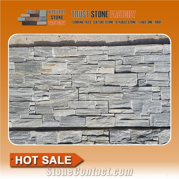 Cheap Quartzite Stone Strips,Gray Quartzite Stacked Stone,Cultural Stone Facade,Wall Cladding Stone