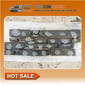 Cheap Quartzite Stone Strips,Grey Brown Quartzite Ledger Panels Veneer,Fireplace Wall Decoration