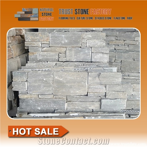 Cheap Quartzite Stone Strips,Grey Quartzite Stacked Stone Ledgestone,Cultural Stone Facade