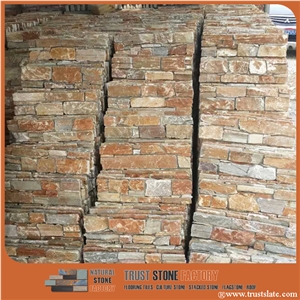 Copper Quartzite Panel Decor Wall Cladding,Cultured Stones Ledges Stone Veneer,Wall Cladding Stone