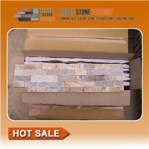 Cultural Stone Facade,Yellow Beige Golden Rainbow Sandstone Ledge Stone,Wall Covering,Stacked Stone,Fireplace Decorative,On Sale China