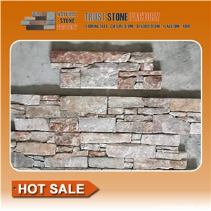 Culture Stone,Brown Quartzite Veneer Panel Ledge Stone,Stacked Stone,Wall Cladding Stone,Fireplace Decoration,