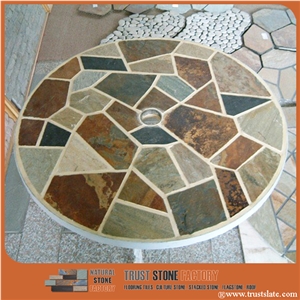 Culture Stone,Copper Brown Slate Flagstone Flooring Tiles,Wall Covering,Pool Surrounding Flagstone Pavers, Garden Flagstone Patio Pavers