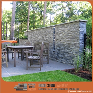 Culture Stone Facade,Black Grey Quartzite Ledge Stone Panel,Wall Covering Veneer Stone,Fireplace Stone Panel