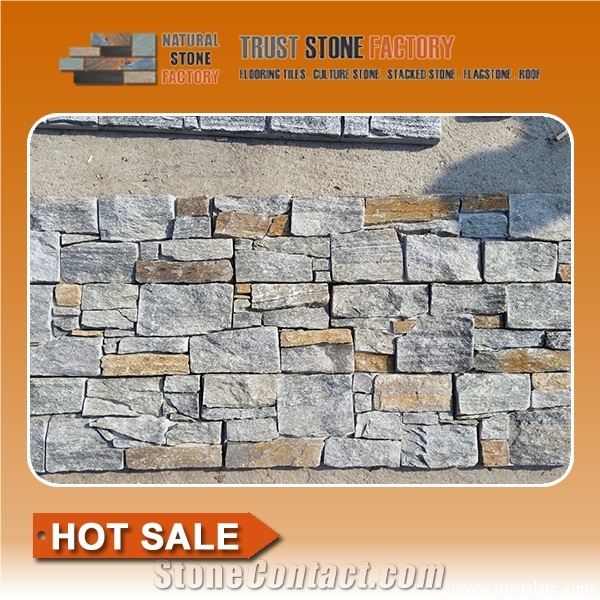 Culture Stone,Grey Quartzite Panels Decor,Fireplace Wall Decoration,Ledge Stone Wall Panels
