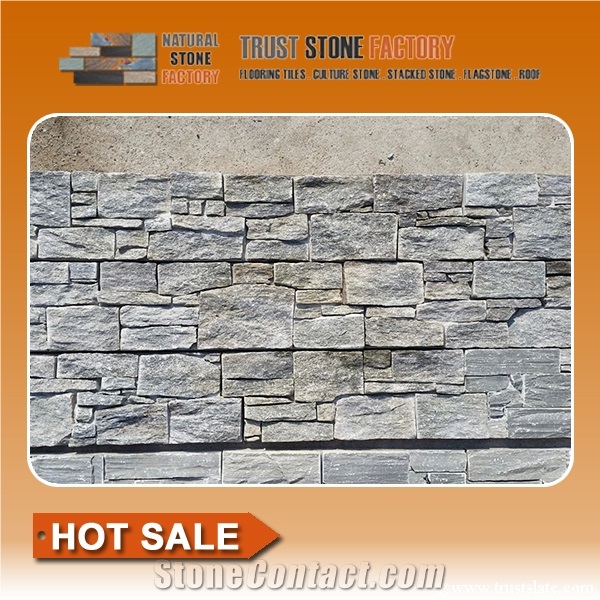 Culture Stone,Grey Quartzite Panels Decor,Fireplace Wall Decoration,Ledge Stone Wall Panels