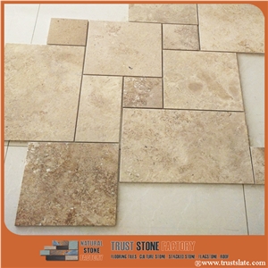 Cultured Stone Cladding Price,Coffee Cream Noce Travertine,French Pattern,Wall Covering,Floor Tiles,Walkway Pavers Tiles,Courtyard Paver