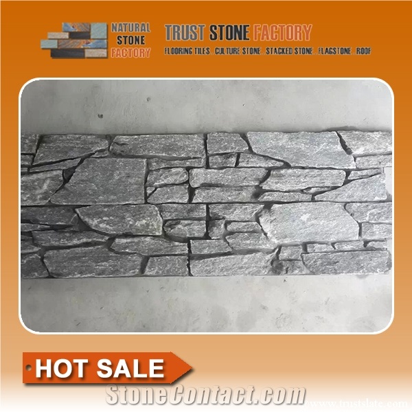 Cultured Stone Cladding Price,Gray Quartzite Stacked Stone Ledgestone,Wall Panels,Fireplace Decorative