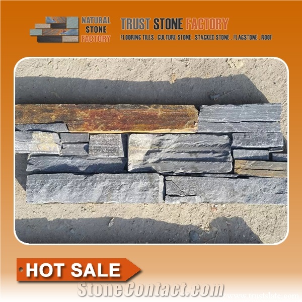 Cultured Stone,Ledged Stone Siding,Gray Rust Quartzite,Wall Fireplace Decoration