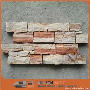 Cultured Stone,Yellow Brown Sandstone Ledge Stone,Wall Covering,Stacked Stone,Fireplace Decorative,On Sale China