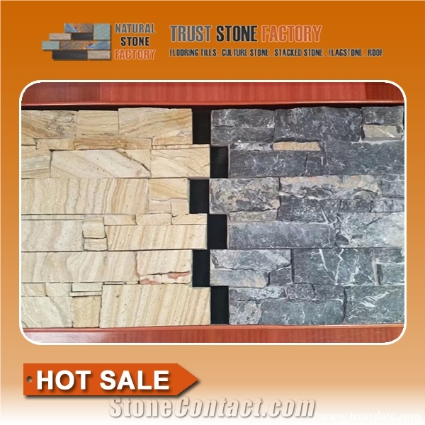 Desert Yellow Sandstone Grey Quartzite Wall Tiles