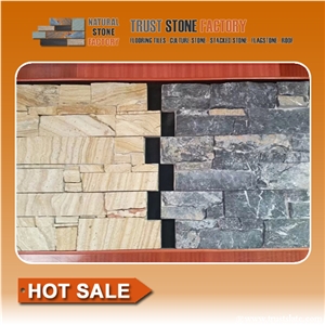Desert Yellow Sandstone Grey Quartzite Wall Tiles