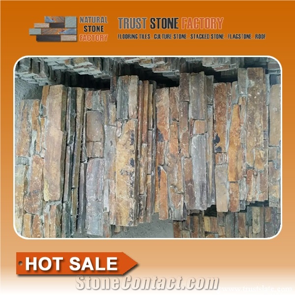 Exteria Stacked Stone Veneer,Real Stacked Stone,Multicolor Quartzite Wall Fireplace Decoration