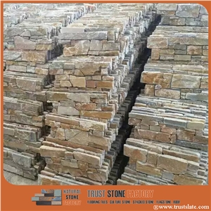 Golden Yellow Desert Quartzite Stacked Stone,Waterfall Wall Cladding,Cultured Stones Ledges Stone Veneer for Fireplace Wall Decoration
