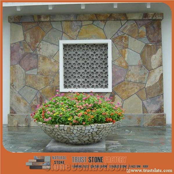 Golden Yellow Slate Flagstone Wall,Garden Flagstone Paver,Wall Covering,Pool Pavers,Cultured Stone