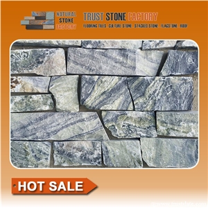 Green Natural Stone Wall,Quartzite Stone Wall Tile,Dry Stone Wall Construction