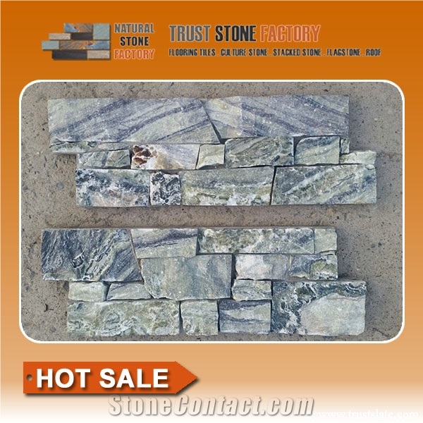 Green Quartzite Slate Stone Wall Tile,Exteria Stone Wall Veneer,Wall Fireplace Decoration