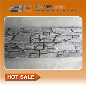 Grey Quartzite Stack Stone,Cultured Stones Ledges Stone Veneer for Fireplace Wall Decoration