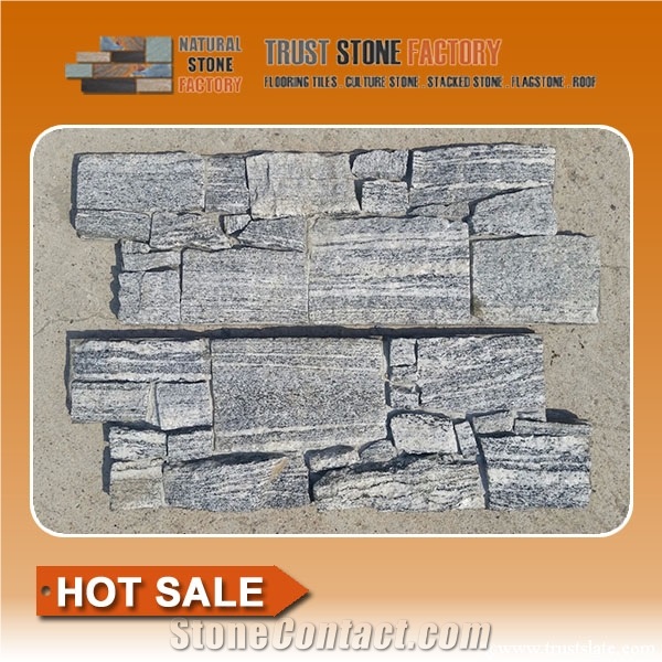 Grey Quartzite Stacked Stone Tile,Stacked Stone Panels,Stacked Stone Walls Landscaping