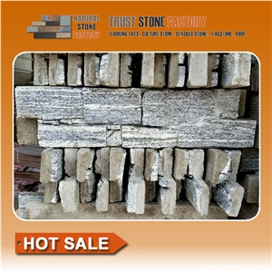 Grey Quartzite Stacked Stone Tile,Stacked Stone Tile Fireplace,Exteria Stacked Stone Veneer