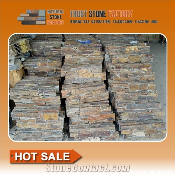 Multicolor Quartzite Stacked Stone Panels,Wall Fireplace Decoration,Stacked Stone Tile from China