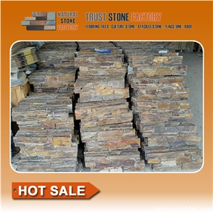 Multicolor Quartzite Stacked Stone Panels,Wall Fireplace Decoration,Stacked Stone Tile from China