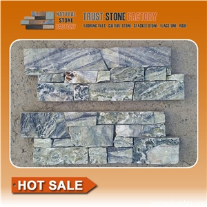 Multicolor Quartzite Stacked Stone Tile,Stacked Stone Wall Interior,Natural Stacked Stone from China