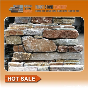 Multicolor Stacked Stone Veneer,Quartzite Stacked Stone Fireplace,Real Stacked Stone from China