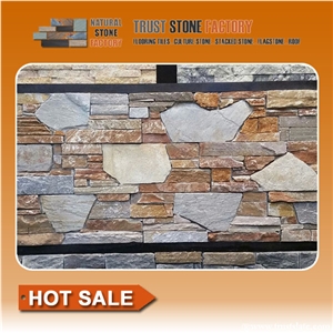 Multicolor Stone Wall Panels Fireplace,Quartzite Stone Wall Landscaping,Exteria Stone Wall Veneer