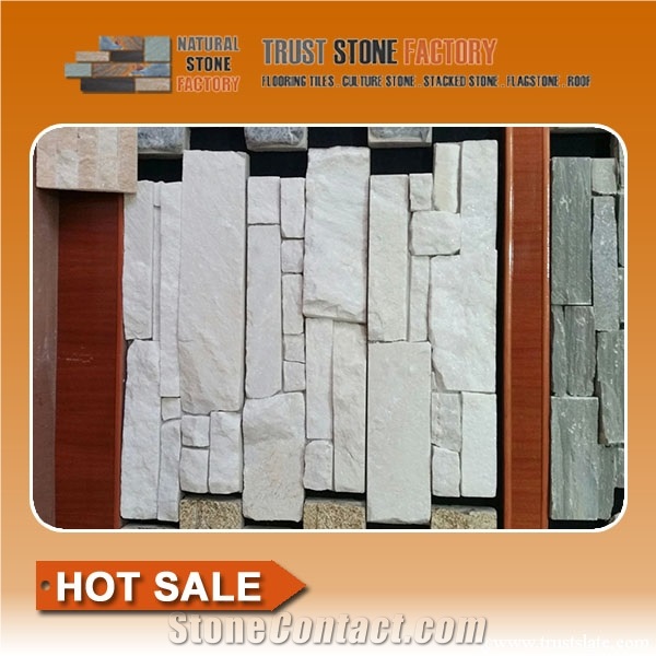 Quartzite Stacked Stone Tile,White Stacked Stone Wall Interior,Stacked Stone Panels